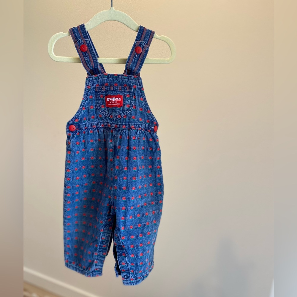 Vintage 1990’s super RARE OshKosh Overalls Rose embroidery